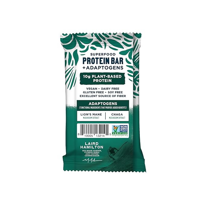 Laird Superfood Functional Protein Bars – Protein Bar but Better with Real Ingredients Functional Mushrooms 10g Plant-Based Protein 6g Fiber - Non-GMO - Mint Chocolate 10 Count (Pack of 1)