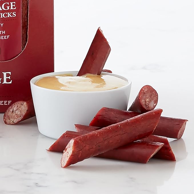 Hickory Farms Beef Sticks 6-Pack | High-protein snack gluten free meat sticks for snacking made with premium beef good for camping hiking lunch college care packages