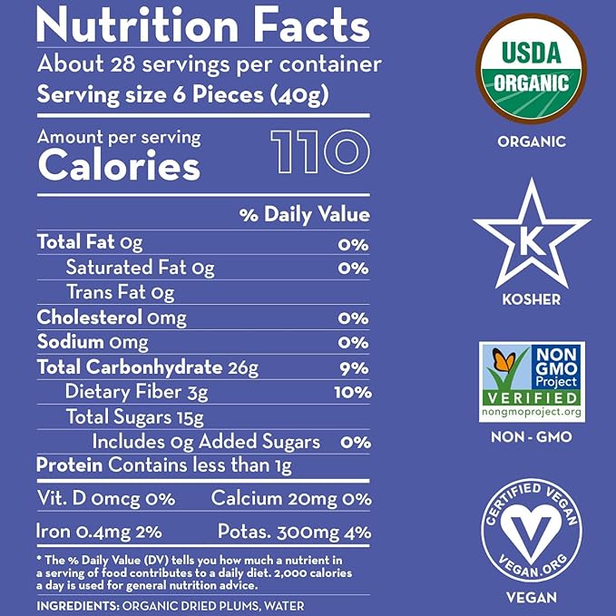 Sunny Fruit Soft Organic Pitted Prunes 2.5 Pound Bulk Bag | No Preservatives No Sugar Added | Healthy Naturally Sweet Dried Plums | High Fiber Dried Fruit | ORGANIC NON-GMO VEGAN HALAL KOSHER
