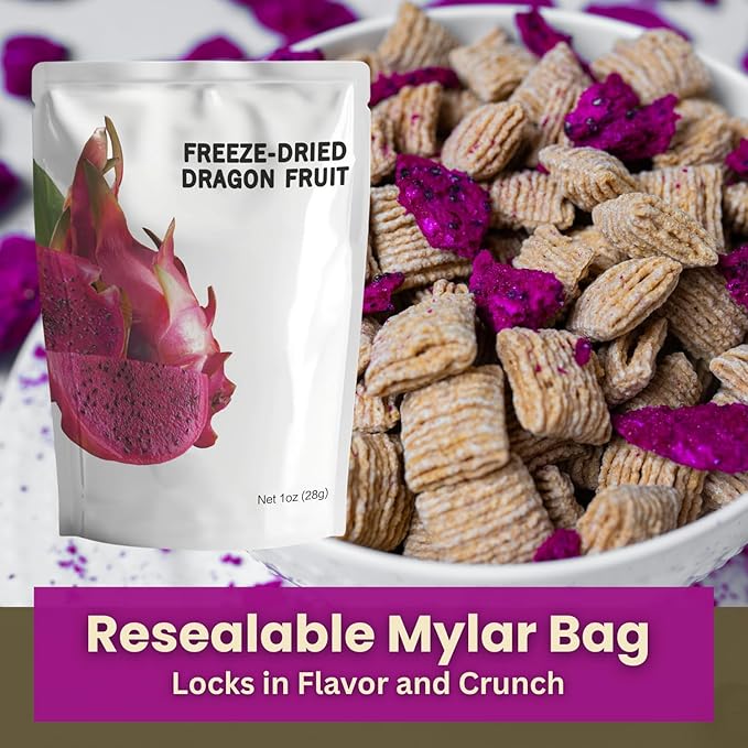 Wise Harvest Freeze-Dried Dragon Fruit – Five 1oz Packs | Single Ingredient Snack | 100% Real Fruit No Sugar Added Just Crunch | Healthy Vegan Gluten-Free Snack for Kids &amp Adults