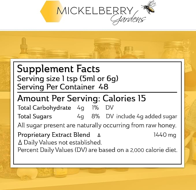 Mickelberry Gardens Relaxation Honey Tonic – Natural Tension Relief &amp Sleep Support with Chamomile Lavender &amp Organic Herbs – 8 Oz