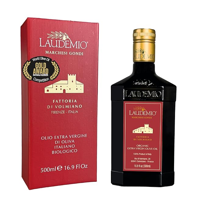 Laudemio Volmiano – Organic Tuscan Extra Virgin Olive Oil 900+ mg/kg High-Polyphenol Italian EVOO 2025 NYIOOC Gold Award Early Harvest Cold Extracted Lab Tested Pesticide-Free Premium Gift Box