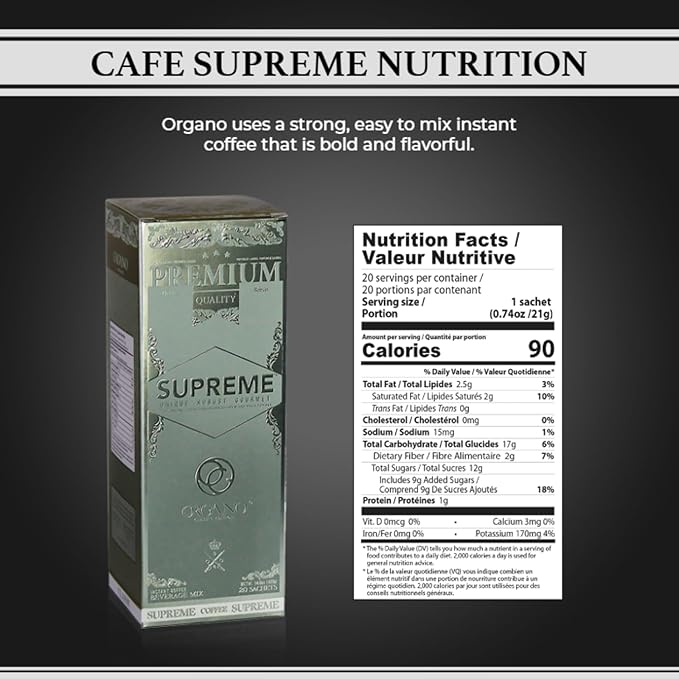 ORGANO Cafe Supreme 100% Ganoderma Lucidum with Ginseng (20 Sachets)