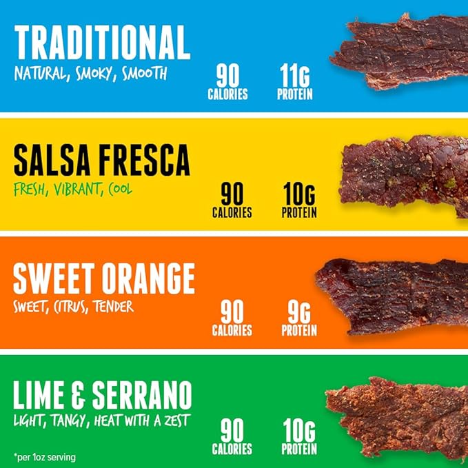Baja Beef Jerky Snack Pack - Jerky Variety Pack Beef Jerky Gifts for Men Beef Jerky Sampler Craft Jerky Beef Jerky Assortment Gluten Free Jerky High Protein Jerky - 2.5 Oz Bags (Pack of 4)