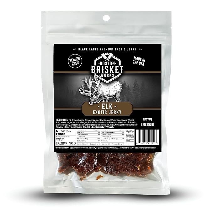ELK JERKY - Premium Wild Game Meat - Rugged Outdoorsman Snack - Unique Hunter Gift for Men Dad - High Protein Meat Lover Present