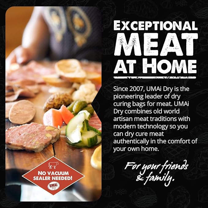 UMAi Dry Charcuterie Kit Dry Curing Meat Kit Incl. 3 Large &amp 2 Small Dry Age Bags for Meat Instacure #2 &amp Juniper Berries Create Gourmet Charcuterie Boards in Your Refrigerator Over 1-6 Mon