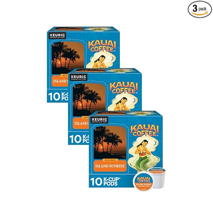 Kauai Coffee Island Sunrise Mild Roast - Compatible with Keurig K-Cup Brewers 10 CT (Pack of 3)