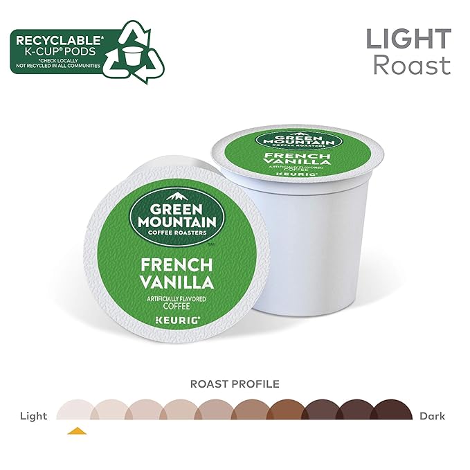 Green Mountain Coffee Roasters French Vanilla Keurig Single-Serve K-Cup Pods Light Roast Coffee 12 Count (Pack of 3)