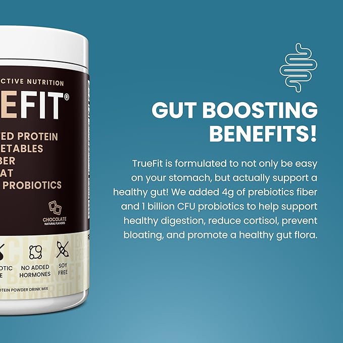 TrueFit High Fiber Protein Powder Grass-Fed Whey Meal Replacement Shake with Prebiotics Probiotics &amp Organic Superfoods Keto Friendly Gluten Free