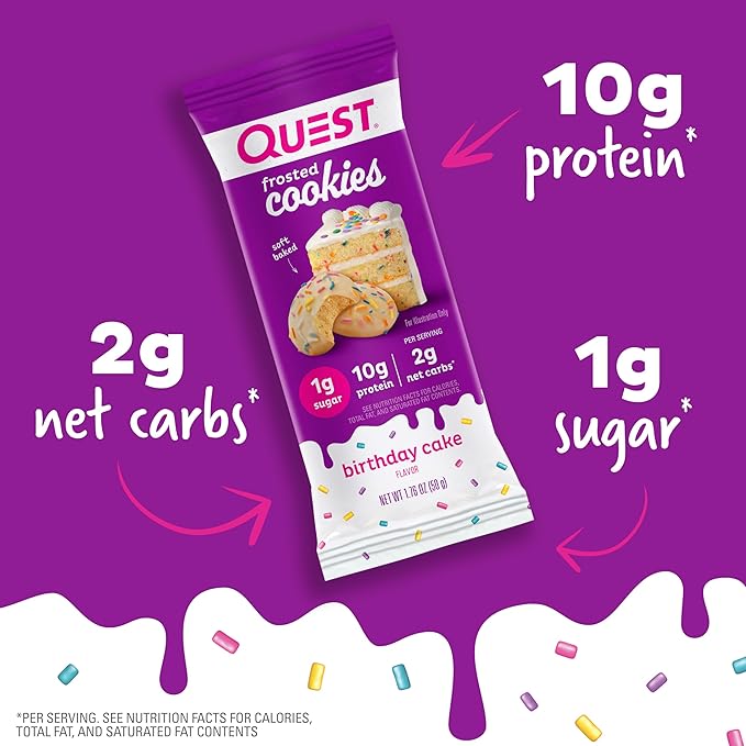 Quest Nutrition Lemon Cake Protein Bars 12 Count &amp Frosted Cookies Birthday Cake Twin Pack High Protein Low Carb Gluten Free