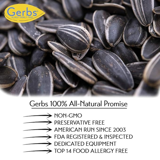 Unsalted Sunflower Seeds in Shell by Gerbs – 4 LBS - Top 11 Food Allergen Free &amp Non GMO - Premium Dry Roasted Whole Sunflower Seed – COG USA
