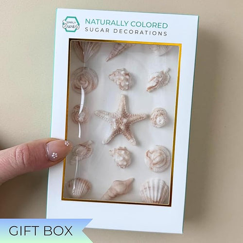 15 Dye Free Seashell Edible Cake Decorations Vegan Gluten-Free Edible Cake Toppers for Cupcakes Cookies &amp Desserts by Simply Sucré (15 Pieces (Gift Box) Natural)