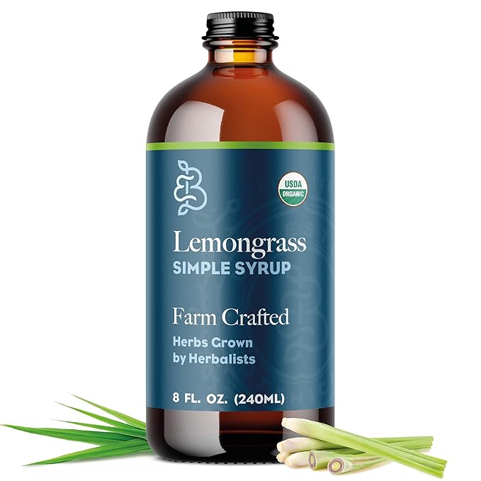 Bluestem Botanicals Organic Lemongrass Simple Syrup 8 oz Cocktail and Mocktail Mixer for Drinks Non-Alcoholic