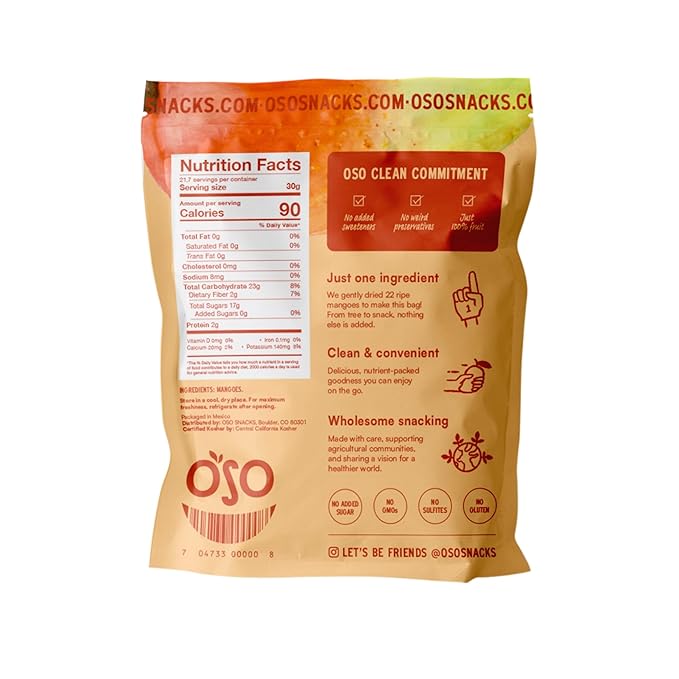 Oso Snacks Dried Mango &amp Chili Bundle (23oz / 7oz) | 100% Real Fruit No Sugar Added No Preservatives | Healthy Snack | All-Natural Dried Mango Slices