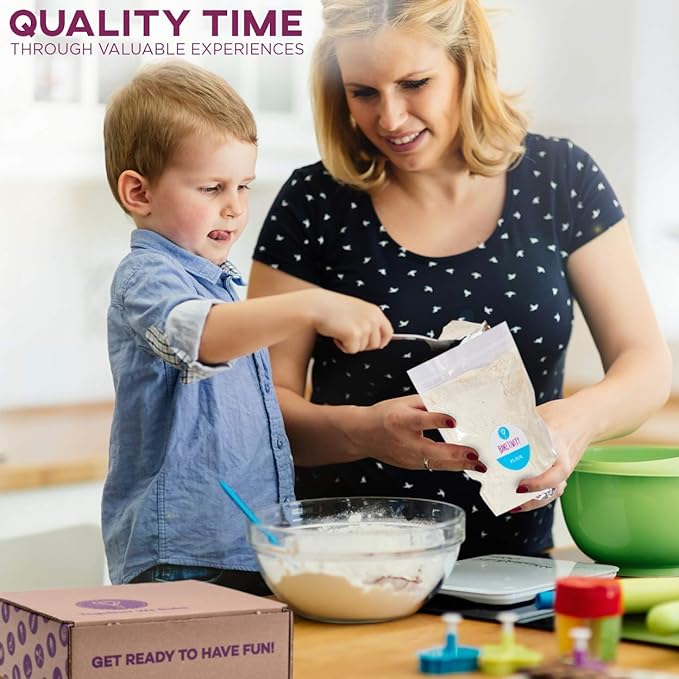 Baketivity Kids Baking Set Meal Cooking Party Supply Kit for Teens Real Fun Little Junior Chef Essential Kitchen Lessons Includes Pre-Measured Ingredients (Baketivity Kit Bagels)