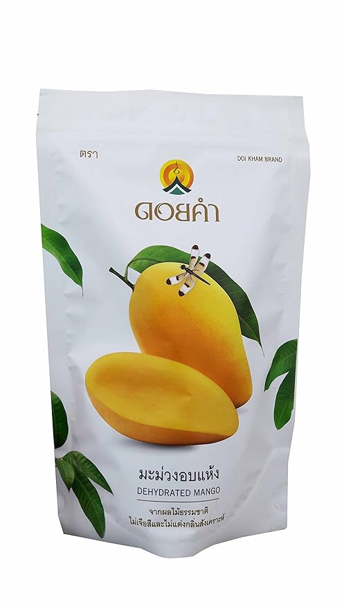 3 Packs of Dehydrated Mango Made From Real Mango Delicious Snack From Doi Kham Brand Royal Project Product from Thailand. No Artificial Color and Flavor Added. (140 g/ pack)