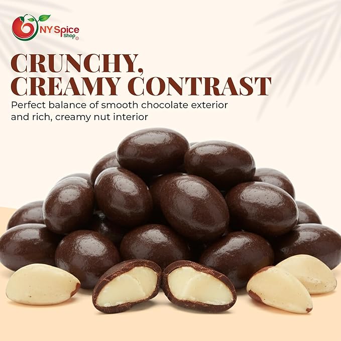 NY Spice Shop Dark Chocolate Brazil Nuts - 1 Pound Gourmet Chocolate Covered Nuts for Baking Desserts Snacks Gifts Parties Romantic Treats and Holiday Celebrations