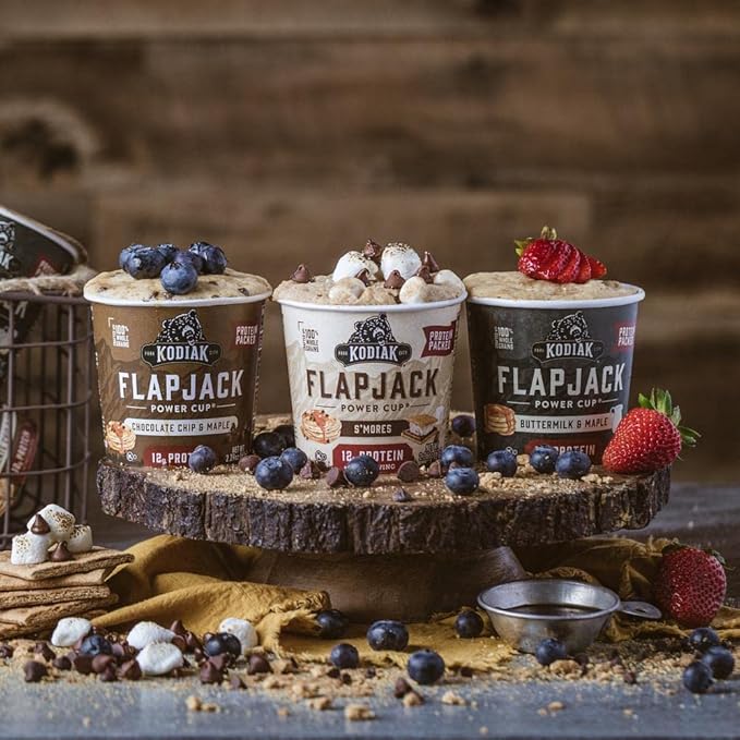 Kodiak Cakes Protein Pancake On The Go Flapjack Cups Mix Buttermilk Chocolate Chip &amp S’mores Variety Pack