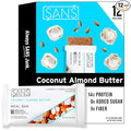 SANS Meal Replacement Protein Bar Gluten Free Healthy High Protein Snacks High Fiber No Sugar Added Dairy Free Soy Free Coconut Almond Butter 12 Bars