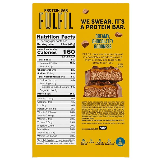 FULFIL Protein Snack Bars Flavored Triple Chocolate Gluten Free with 15g Protein Pantry Staples 12 Count
