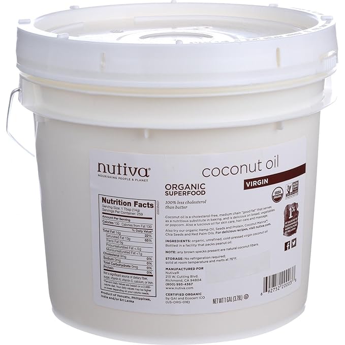 Nutiva Organic Unrefined Virgin Coconut Oil 1-gallon