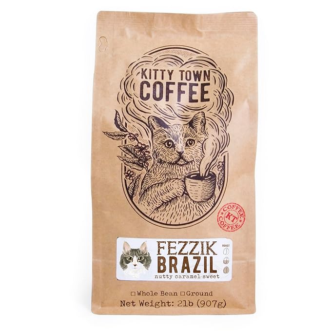 Kitty Town Coffee: Fezzik Medium Roast Coffee From Brazil 2lb (32oz) Ground