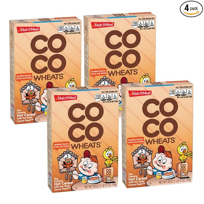 Malt-O-Meal Original Breakfast Cereal COCO Wheats Quick Cooking Kosher 28 Ounce Box Pack of 4