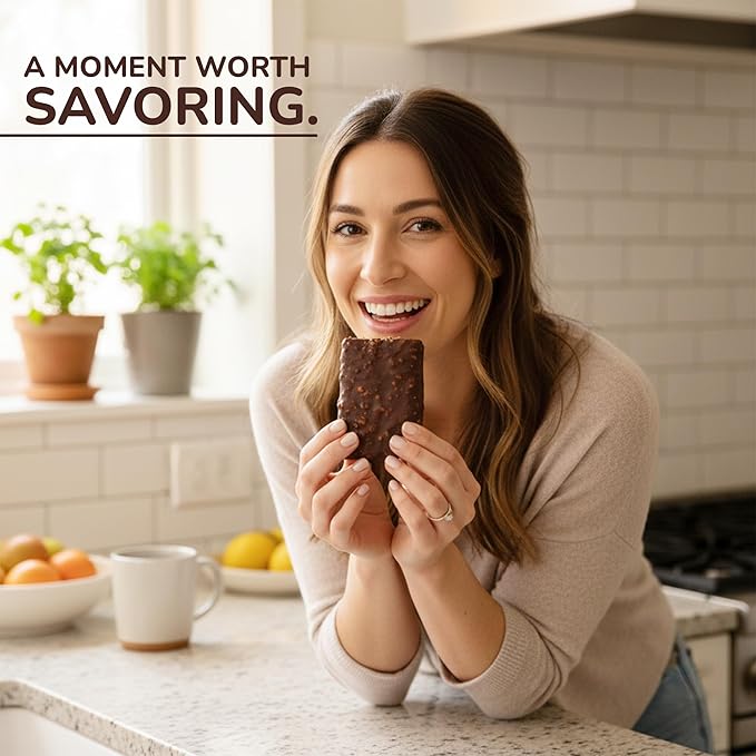 Rawmantic Vegan Protein Bar Dark Chocolate (Pack of 12) – Blend of Dairy Free Dark Chocolate Pea Protein Almonds Pecans Cacao Nibs &amp More - Dairy-Free Gluten-Free Plant-Based &amp Guilt-Fre