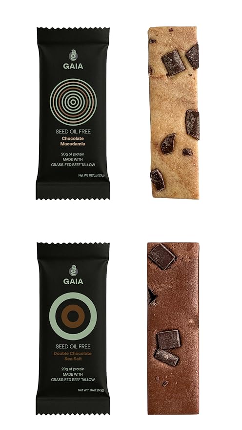 Gaia Foods Protein Bar Variety Pack Protein Bar Pack of 12 Protein Bars | 20g of Protein | Seed Oil Free | Soy Free | High Protein
