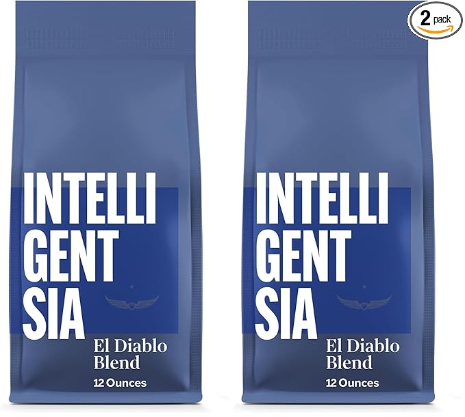 Intelligentsia Coffee Medium Roast Whole Bean Coffee - El Diablo 12 Ounce Bag with Flavor Notes of Blackstrap Molasses Cola and Cacao (Pack of 2)