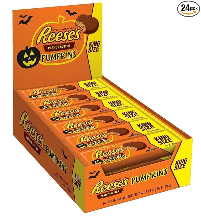 REESE'S Halloween Peanut Butter Pumpkins 2.4-Ounce Packages (Pack of 24)