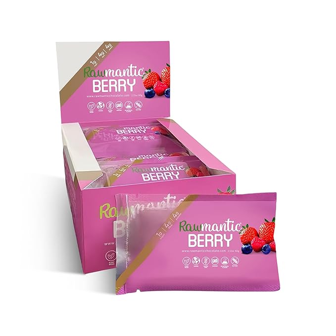 Rawmantic Berry Energy Bar (12 Mini Bars x 60g) – Organic Passion Fruit &amp Mixed BerriesPuffed Quinoa Sorghum Millet &amp Buckwheat - No Artificial Flavors Plant-Based Non-GMO &amp Kosher