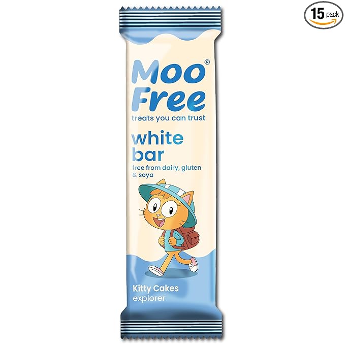 15 x Moo Free Natural White Chocolate Dairy Free &amp Vegan Mini Bar 0.71 oz