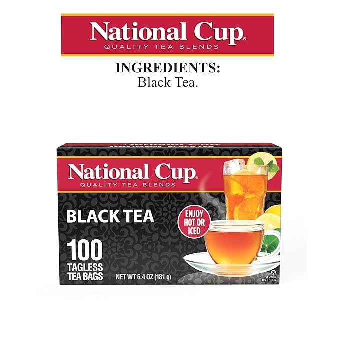 National Cup Black Tea 100 Tagless Tea Bags (Pack of 6)