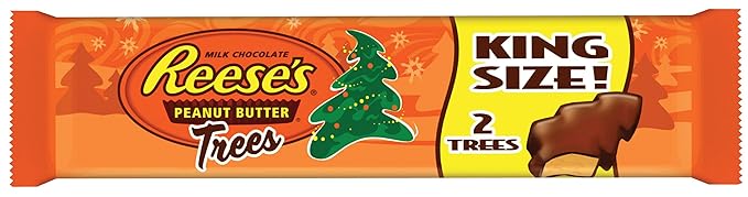 REESE'S Peanut Butter Holiday Trees Milk Chocolate Covered Peanut Butter Tree Shaped Candy in Holiday Packaging 2.4 Ounce Package (Pack of 24)