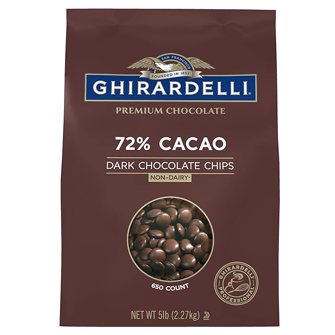 Ghirardelli Chocolate Company 72% Cacao Dark Chocolate Chips 5lb. Bag (Pack of 2)