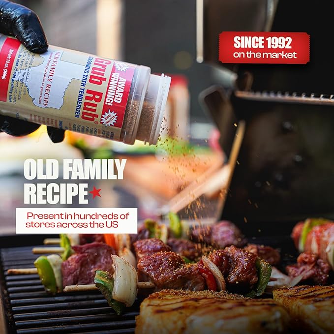 GRUB RUB BBQ Seasonings and Rubs Bold Flavor for any cut Steak Seasoning BBQ Blend Tenderizes Naturally Seasonings and Spices for Cooking enhances Texture and Taste - 2 Pack | 13 oz each