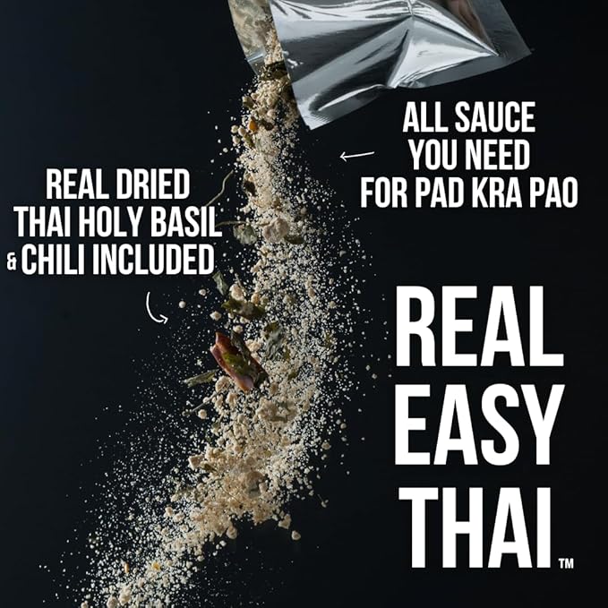 TAAN THAI PAD KRA PAO Stir-Fry Kit – Authentic Thai Holy Basil (Kra Pao) Starter – Vegan Gluten-Free No Preservatives – Easy to Cook – 3 Packets per Box (Makes 12 Dishes) (6)