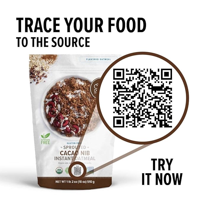 One Degree Organic Foods Sprouted Instant Oatmeal USDA Organic Non-GMO Vegan And Gluten Free Instant Oatmeal (Cacao Nib 6 Pack)
