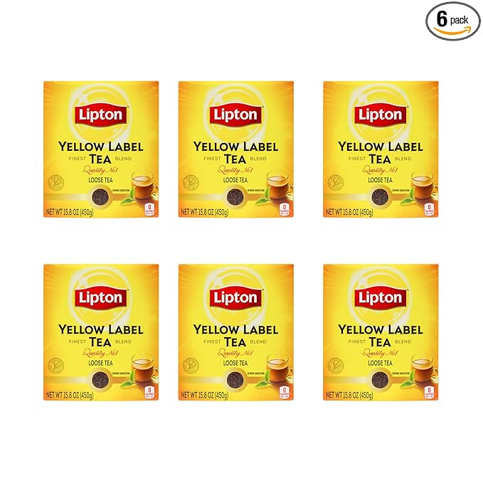 Lipton Yellow Label Finest Blend | Loose Tea | Premium Tea | Compatible for Everyday Use | Suitable for Chai Lovers | 450 Grams (Pack of 6)