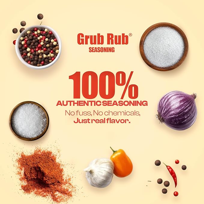 Grub Rub BBQ Blend – Award-Winning Seasoning Family Recipe For Smoking &amp Grilling Moist Tender Juicy Meats - Pork Steak Brisket Seafood Veggies &amp More 13 Ounce (Pack of 1)