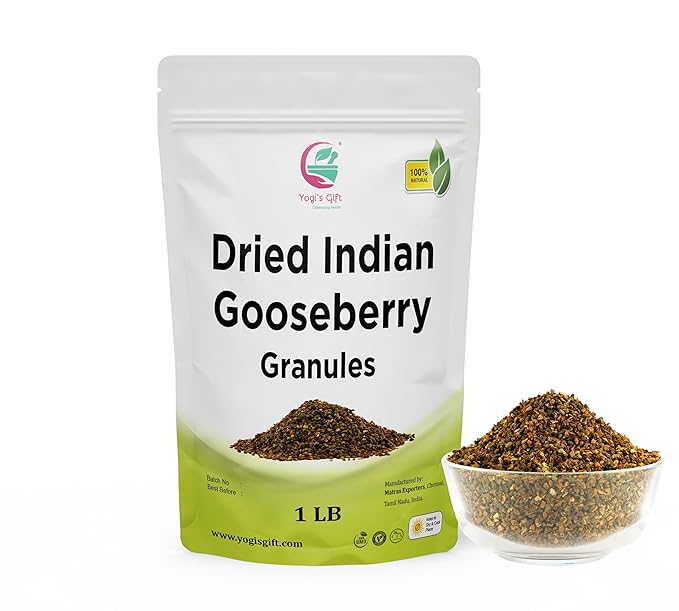 Dried Amla/Gooseberry Cut &amp Sifted 1 LB | Rich in Vitamin C Fibre | Phyllanthus emblica | by Yogi's Gift®