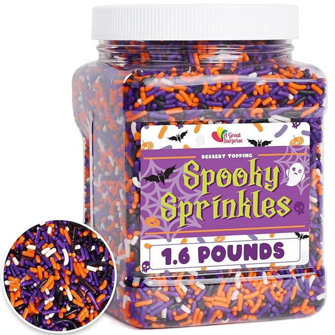 Halloween Sprinkles - Bulk Sprinkles - 1.6 LB - Orange Black Purple and White Jimmies