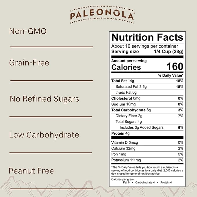 Paleonola Grain-Free Granola Maple Pancake Flavor Non-GMO Grain Soy Gluten Dairy-Free Low Carb Protein Snack for Healthy Breakfast 10 oz 4-Pack