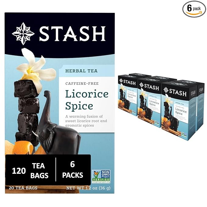 Stash Tea Licorice Spice Herbal Tea 6 Boxes With 20 Tea Bags Each (120 Tea Bags Total)