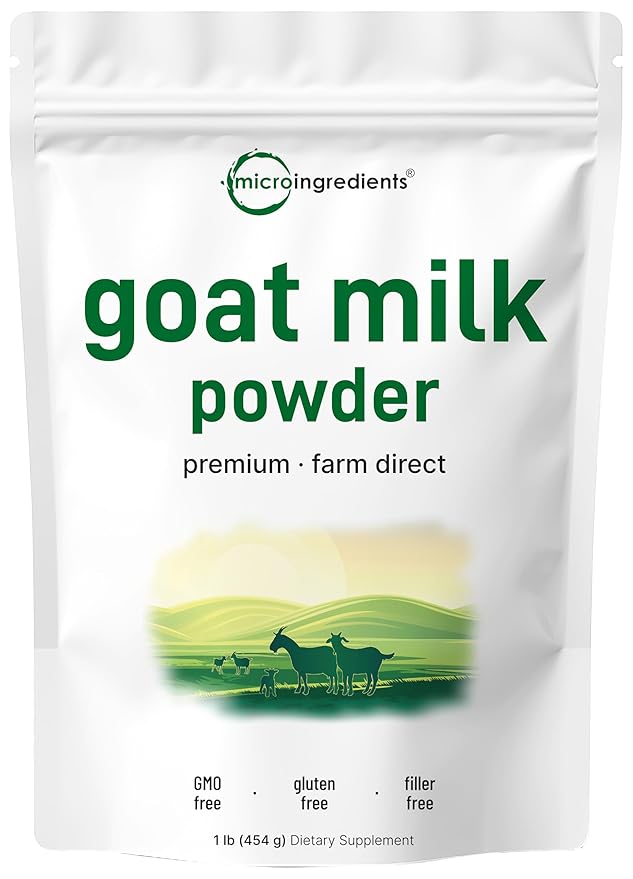 Micro Ingredients Goat Milk Powder 1 Lb | Grass-Fed Australian Source | Pure Easily Digested Formula | High in Protein Calcium &amp Probiotics | Non-GMO Gluten-Free Pet Friendly