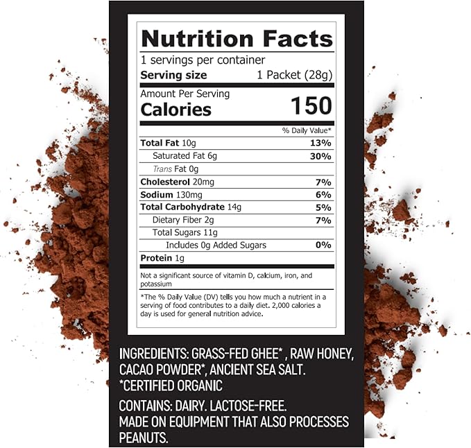 Ancestral Energy Cacao Bulk Pack | Organic Grass-Fed Ghee &amp Raw Honey Blend | Animal-Based Energy Boost for Athletes | Hiking Cycling Running Backpacking | Healthy Snack (Pack of 24)