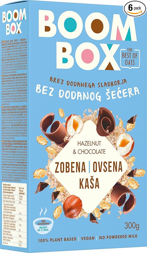 BOOM BOX Hazelnut Chocolate Oatmeal - 30g - Nutty and Chocolaty Breakfast Delight