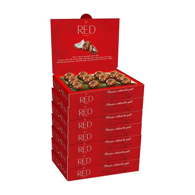 RED Delight®™ Milk Chocolate Diamond Truffles - with Coconut Filling (7 Boxes (4.66 OZ EACH))