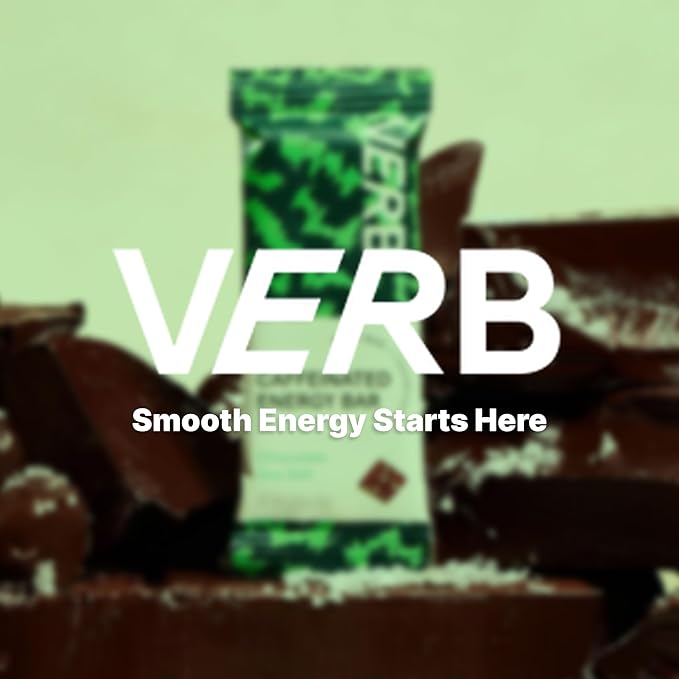 Verb Caffeinated Energy Bars Chocolate Sea Salt (26g Pack of 16) 110-Calorie Delicious Low Sugar Energy Bar - Vegan Gluten Free On-the Go Snack with 80mg Green Tea Caffeine Only Real-Food Ingredients